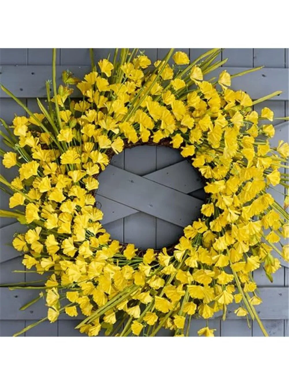 Artificial Spring Wreath Front Door 24 inch Summer with Yellow Flowers Berries